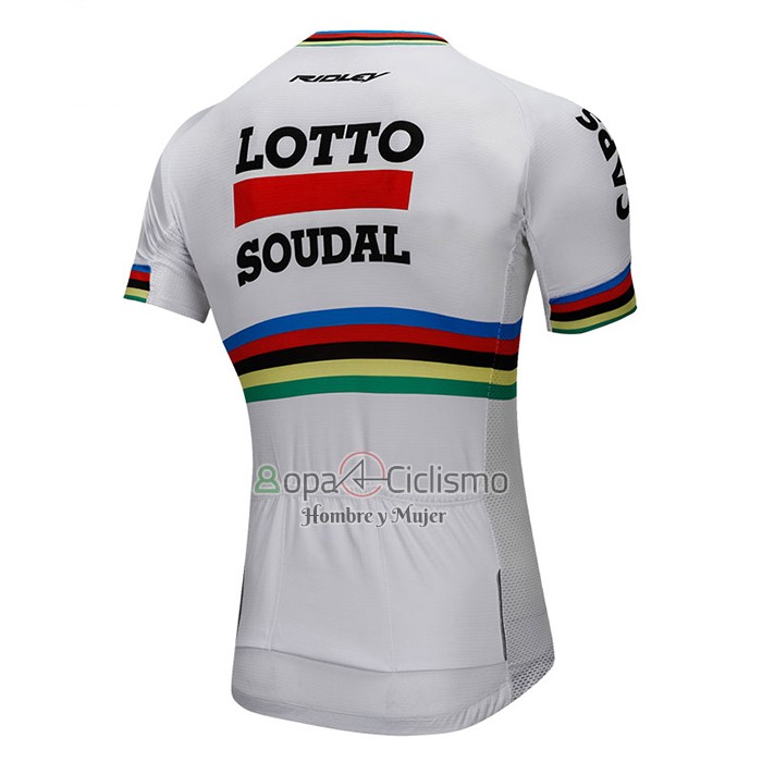 Uci Mondo Campione Lotto Soudal Ropa Ciclismo Culotte Corto 2018 Hombre Mangas Cortas Blanco